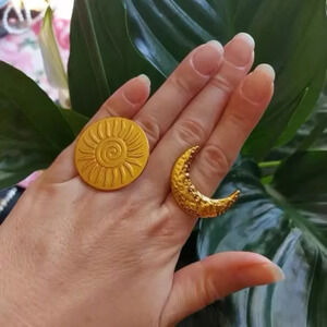 Soleil Moon Gold 18K Gold Stainless Steel Waterproof Ring